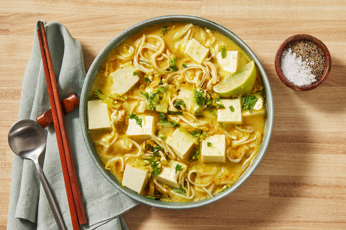 Thai-Inspired Curry Tofu Noodle Soup