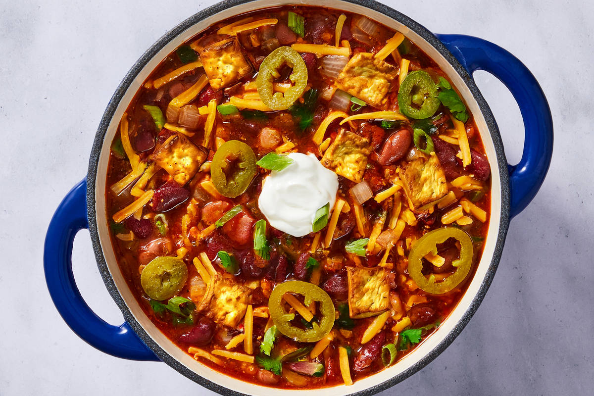 One-Pot Loaded Three-Bean Tofu Chili