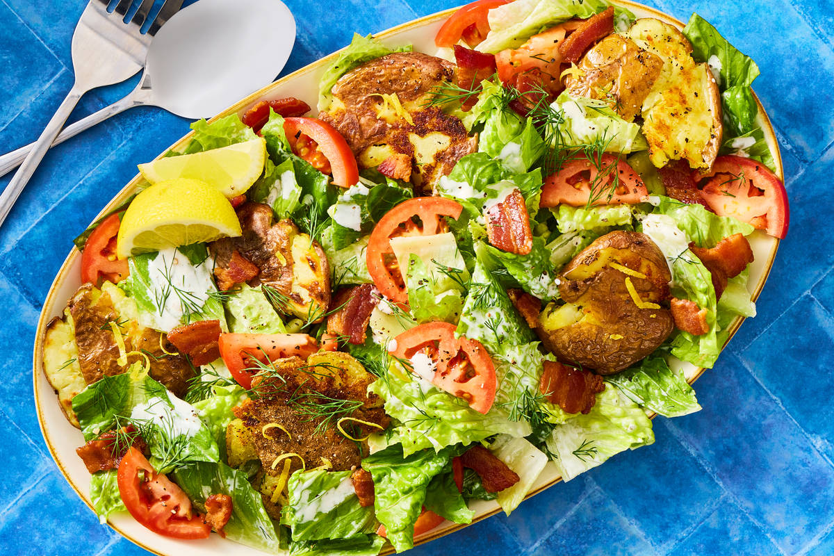 BLT Salad with Crispy Smashed Potatoes