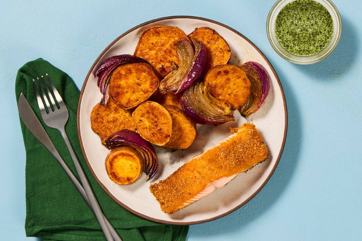 Panko-Crusted Chimichurri Barramundi