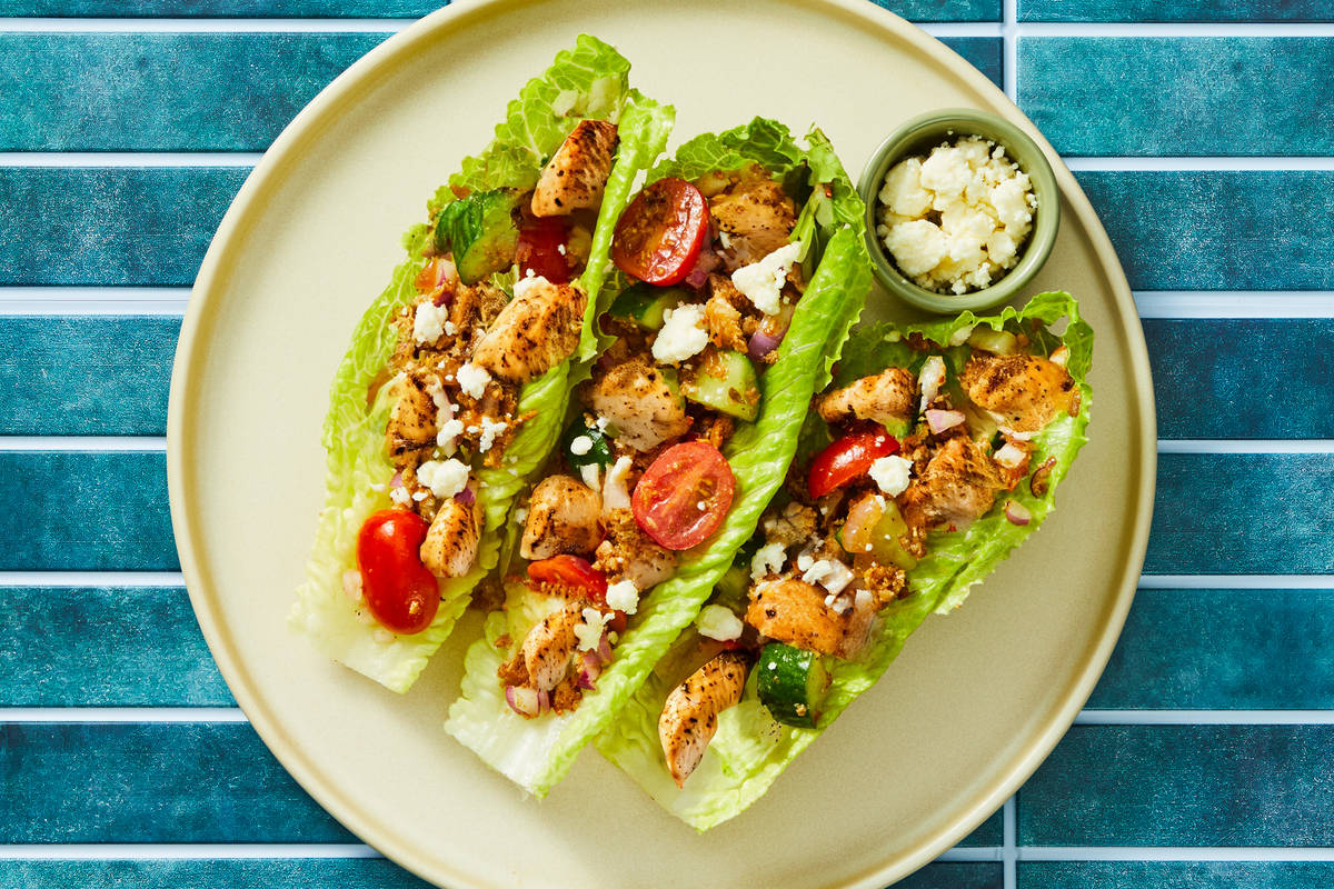 Chicken & Greek Salad Lettuce Wraps
