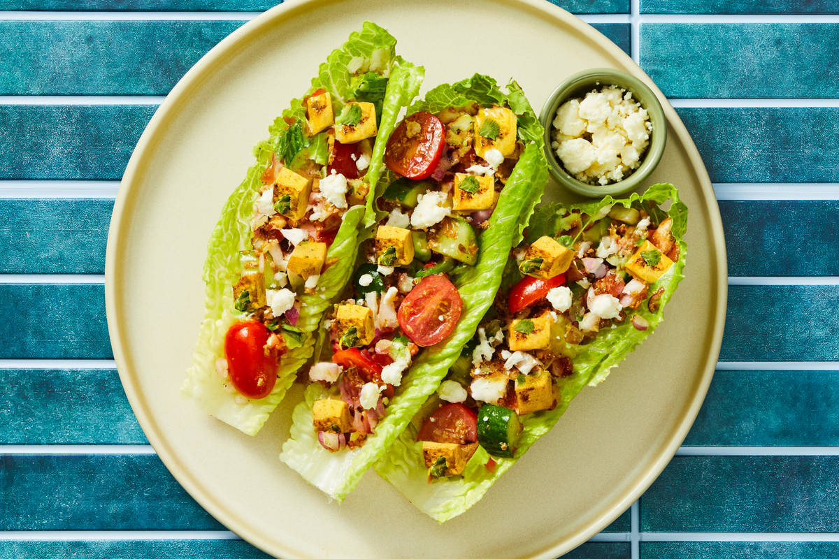 Tofu & Greek Salad Lettuce Wraps