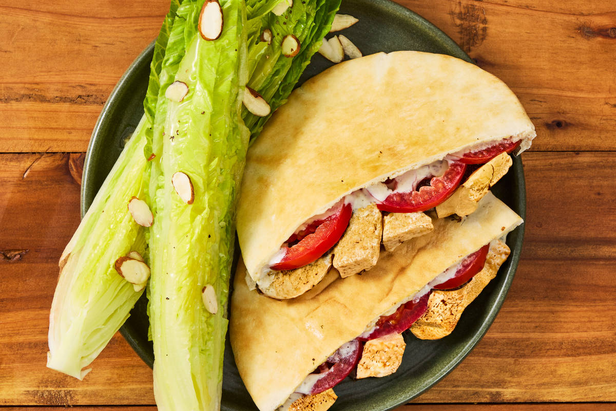 Garlicky Tofu Pitas