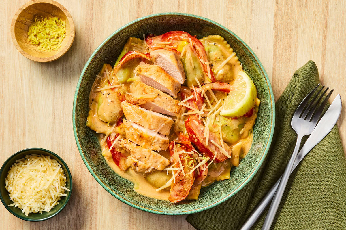 Chicken & Creamy Lemon Spinach Ricotta Ravioli