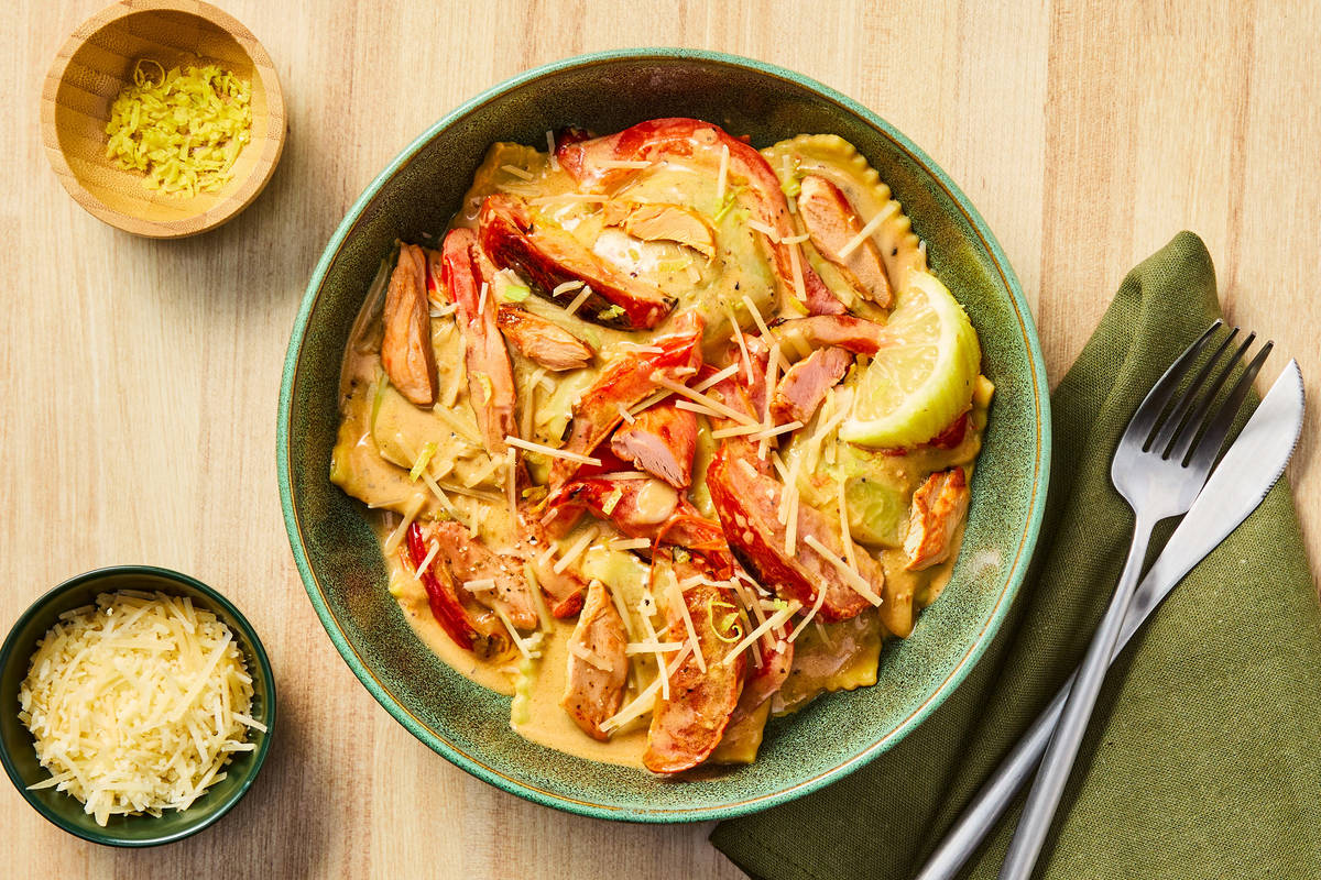 Chicken & Creamy Lemon Spinach Ricotta Ravioli