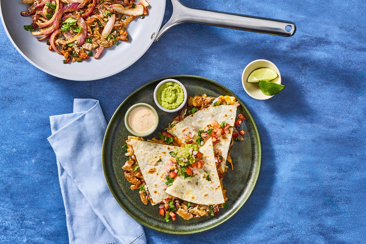 One-Pan Turkey & Rajas Quesadillas