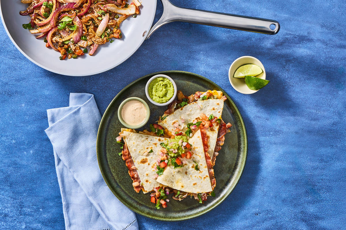 One-Pan Bacon & Rajas Quesadillas