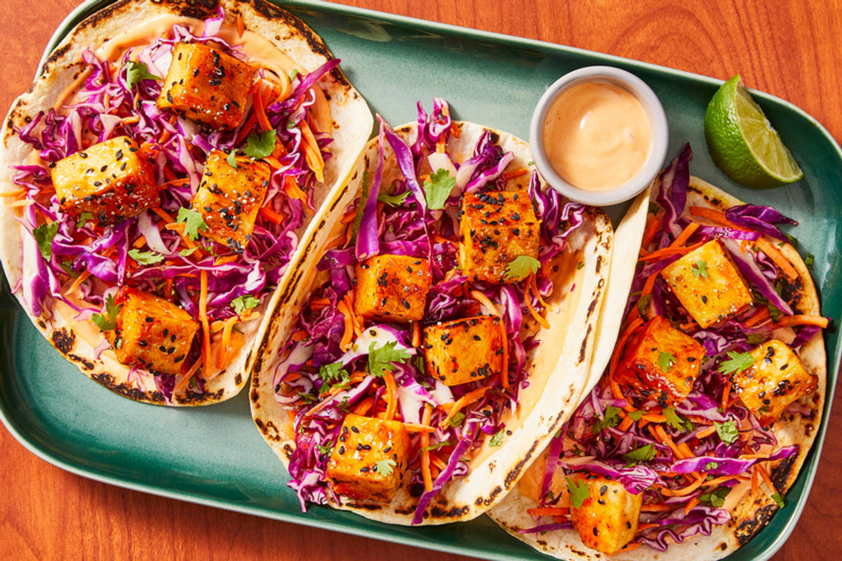 Bang Bang Tofu and Shrimp Tacos