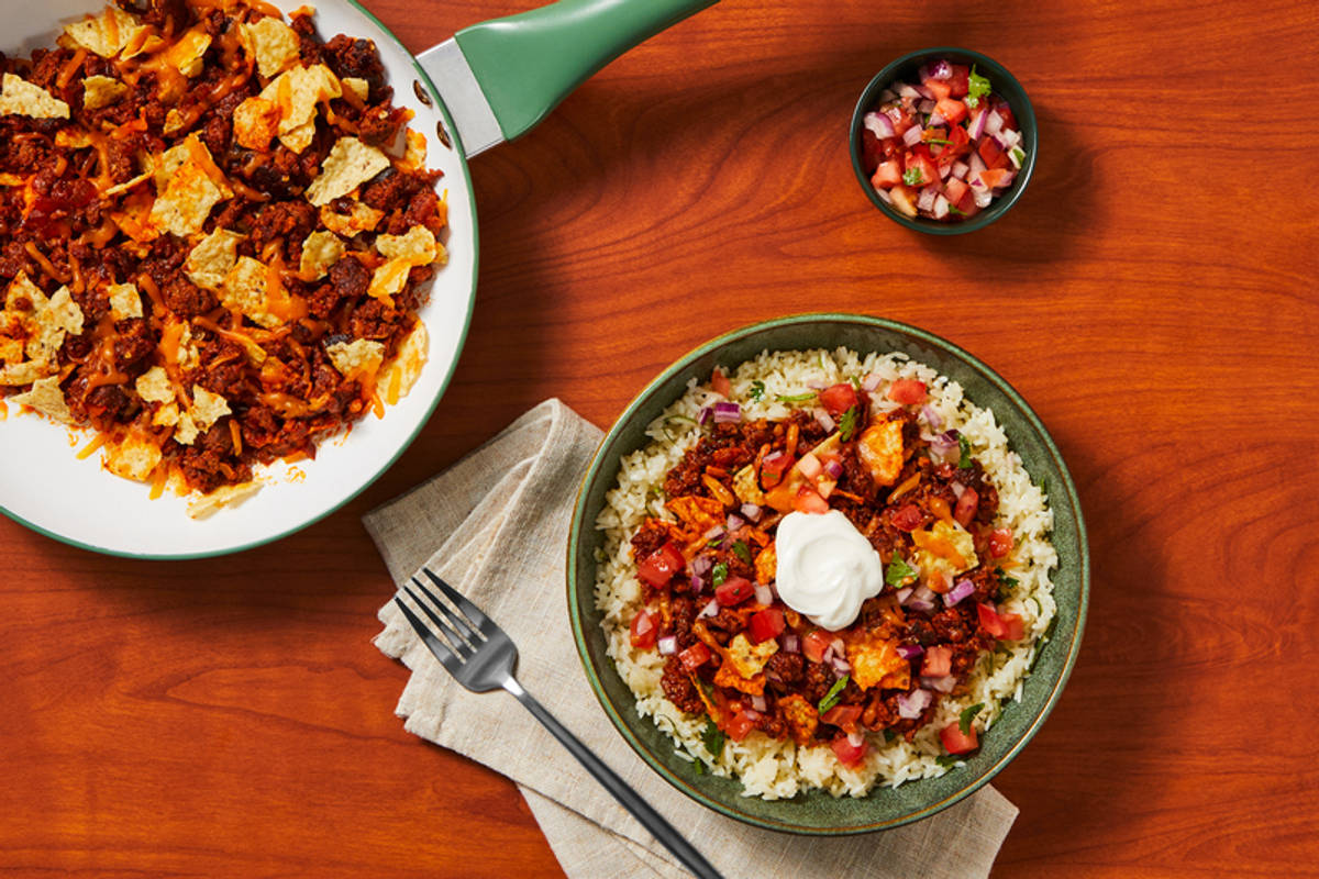 One-Pan Cheesy Chorizo Crunch Bowls