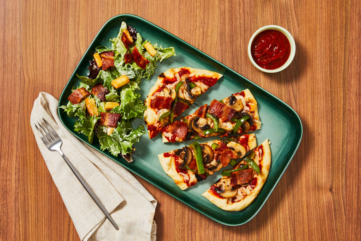 Speedy Bacon and Mushroom Flatbreads