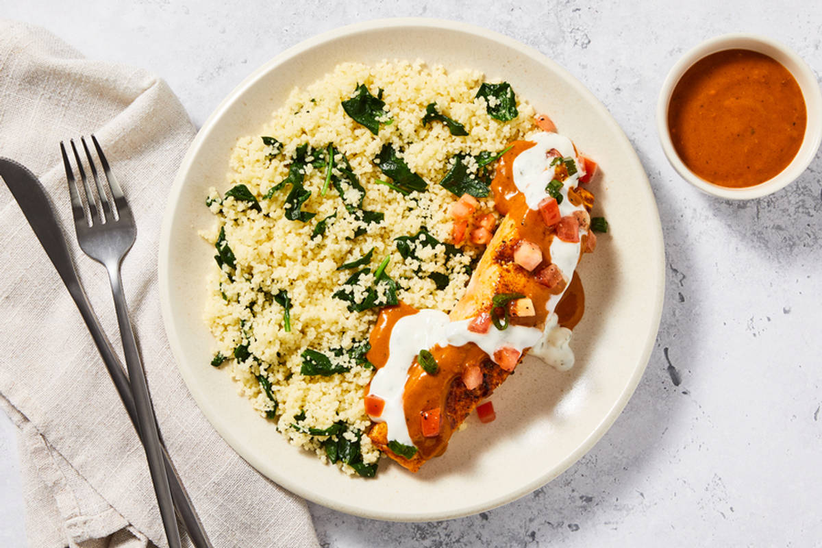 Smart Tikka-Sauced Salmon with Yogurt Sauce