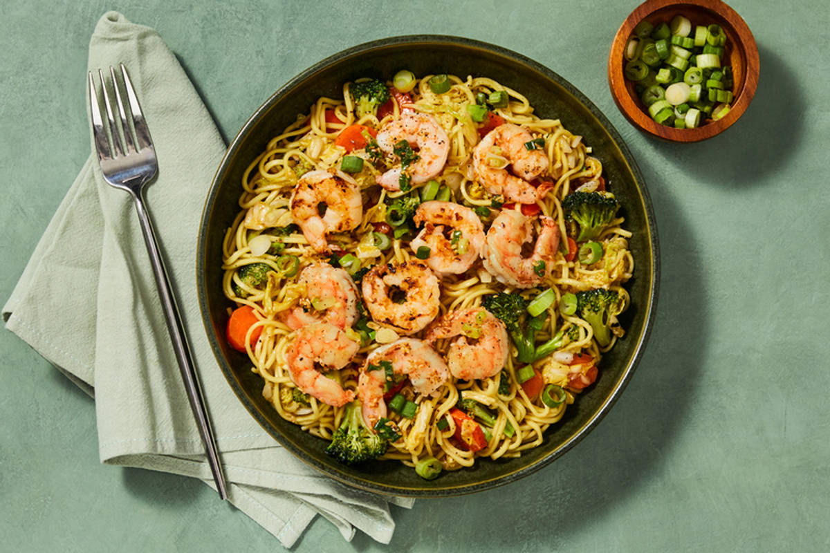 Buttery Sesame Shrimp Noodles