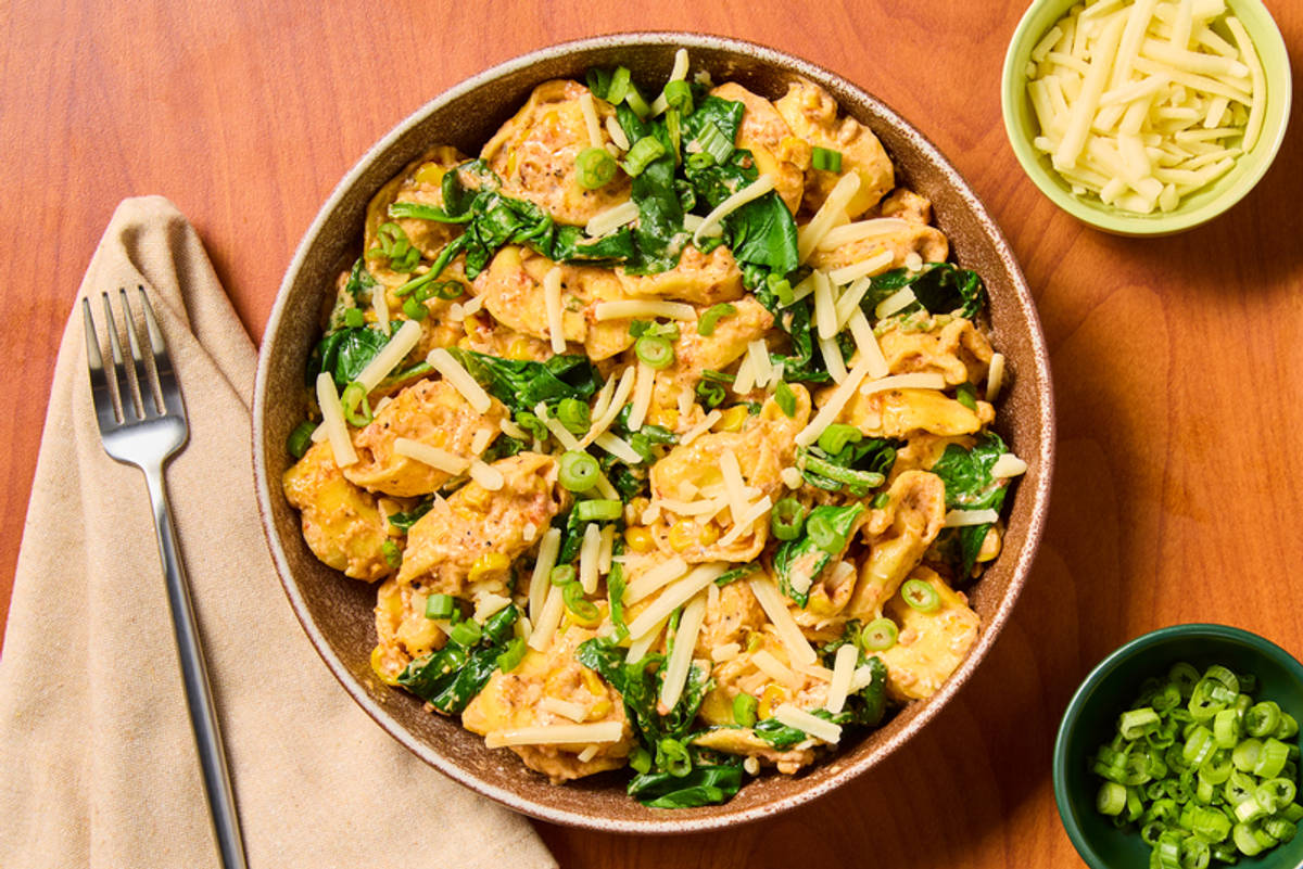 Tortellinis super rapides au poulet façon pimento