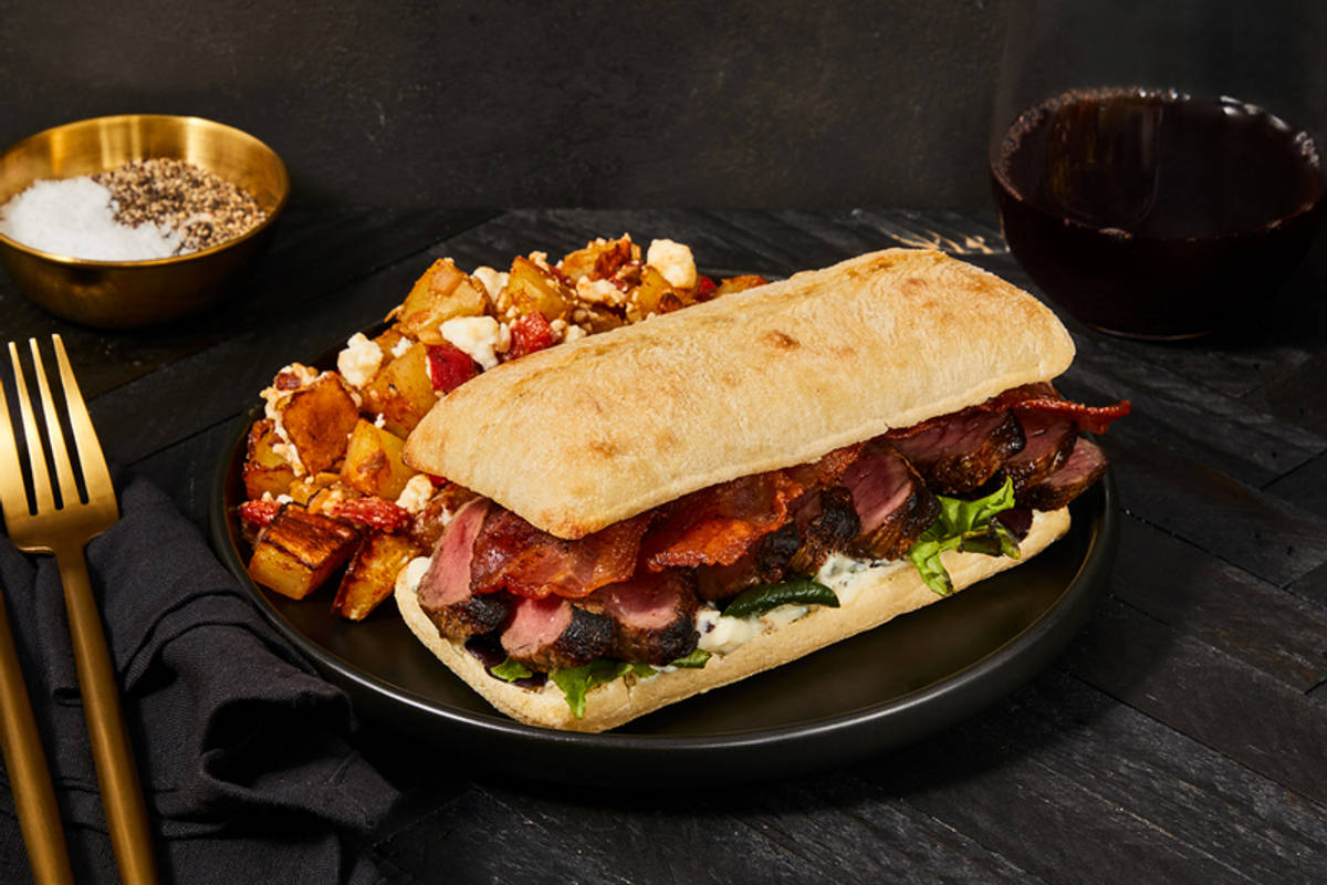 Double Striploin Steak and Bacon Sammies