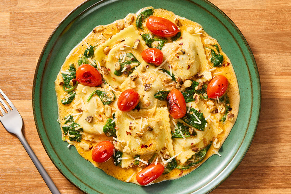 Creamy Tuscan-Style Mushroom and Italian Sausage Ravioli