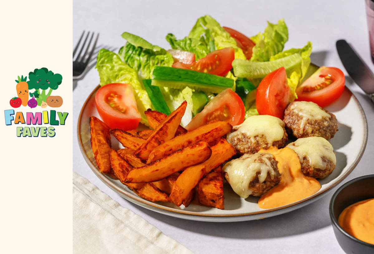 Mini Cheeseburger Rissoles, Haloumi & Fries