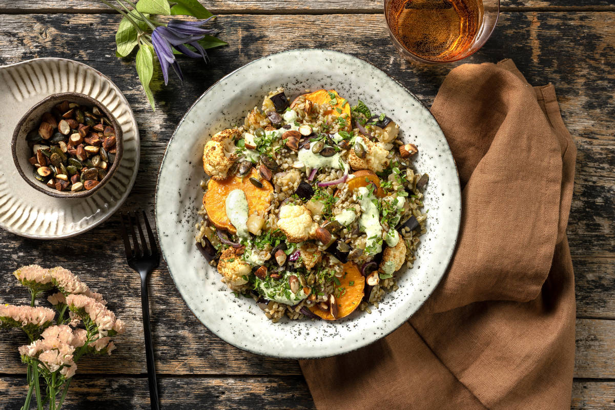 Freekehsalade met geroosterde bloemkool