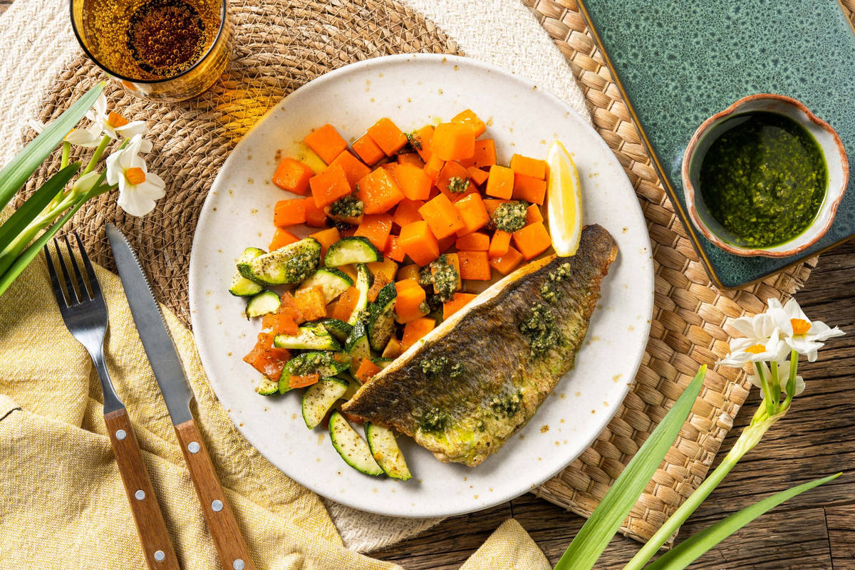 Lemon Sea Bream and Pesto Drizzle