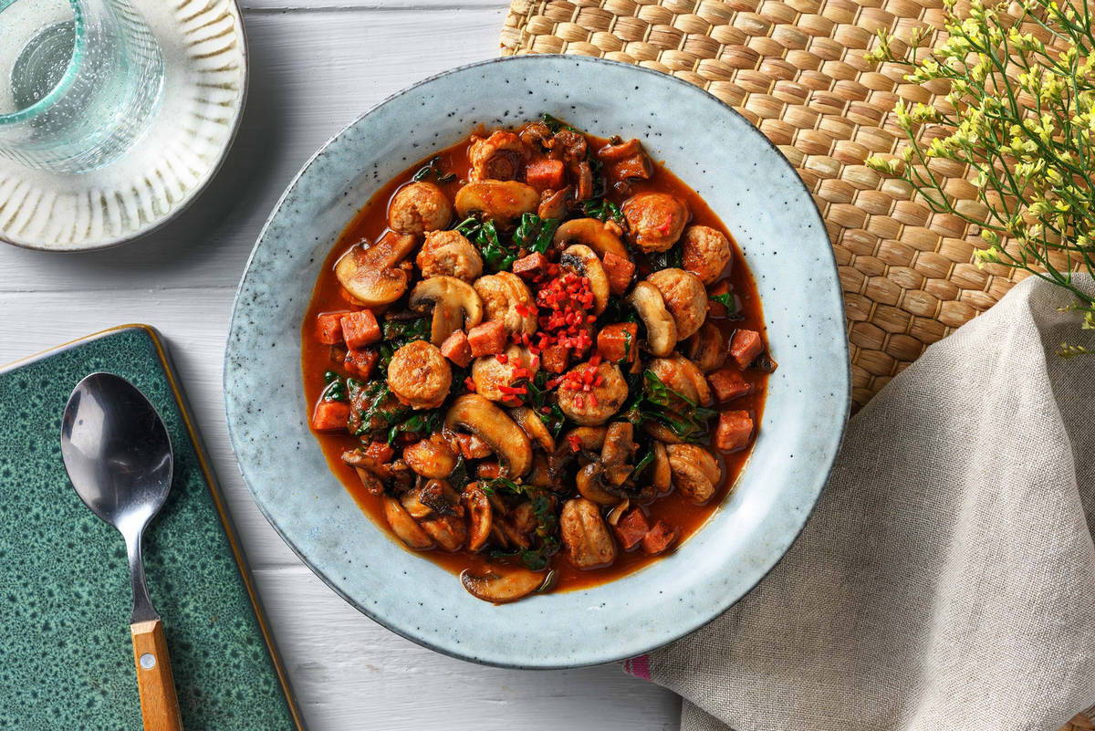 Smokey Pork Sausage and Chorizo Stew