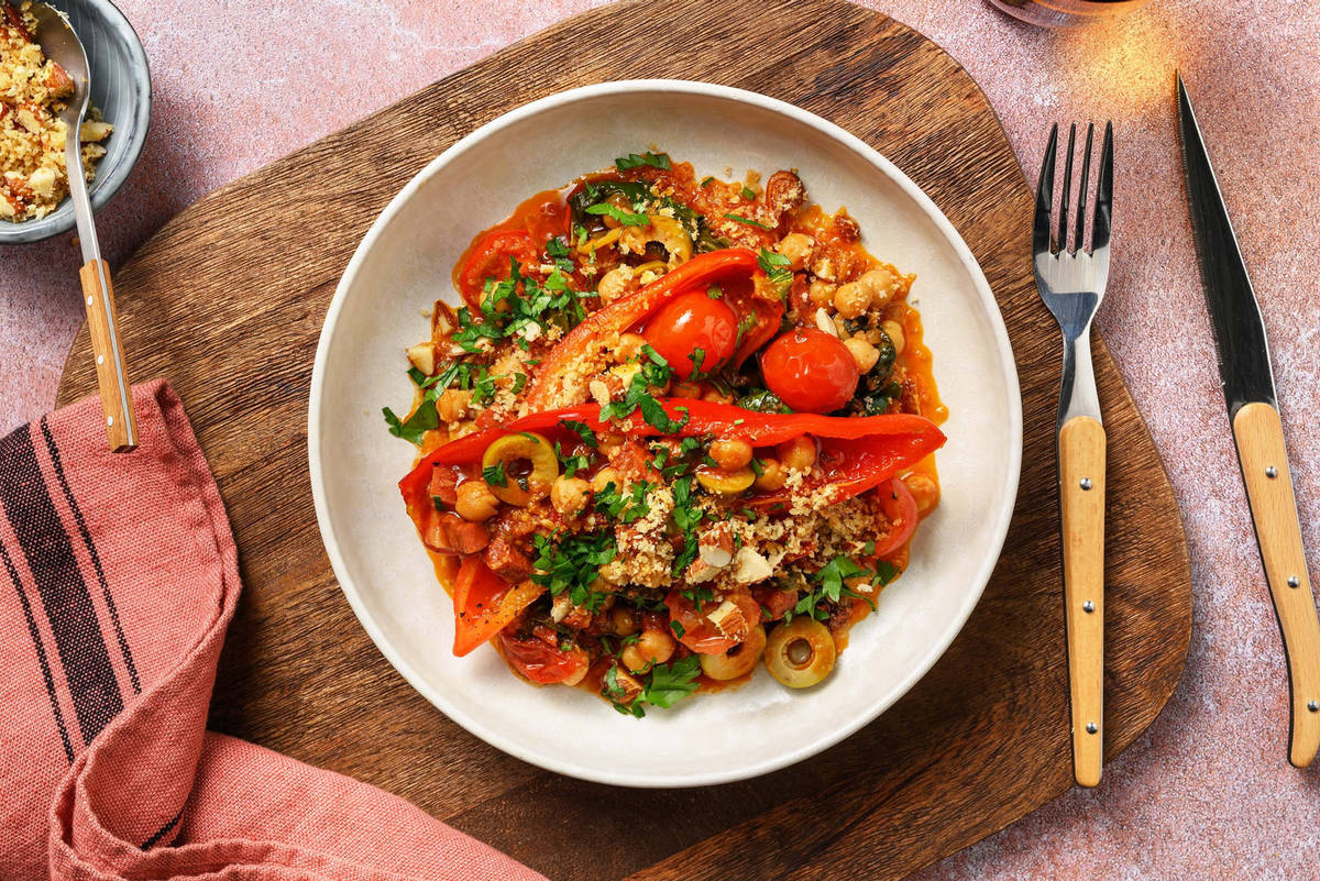 Spanish style chickpea stew with chorizo