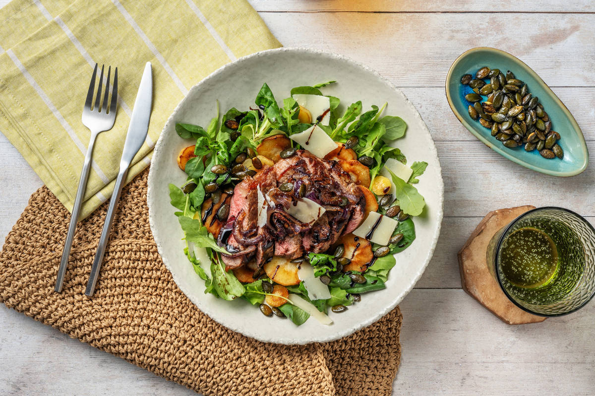 Biefstuk tagliata met gele wortel