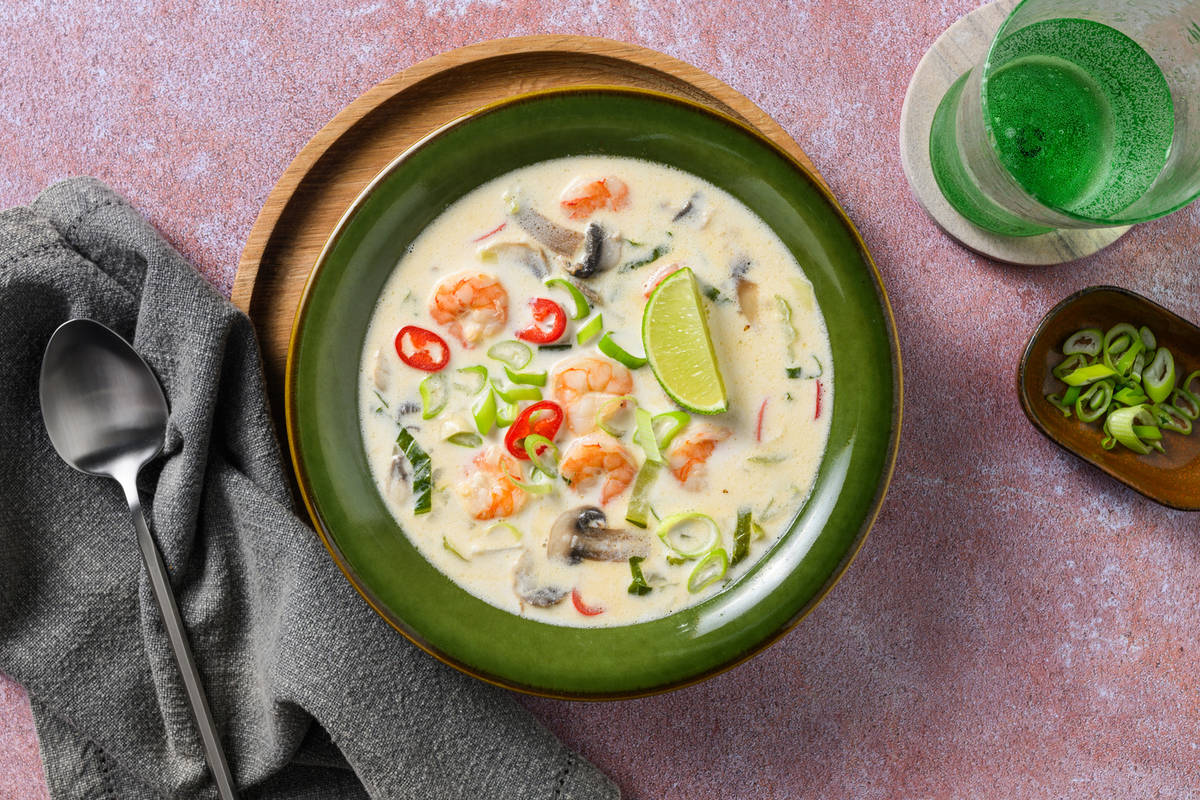 Thaise kokossoep met garnalen