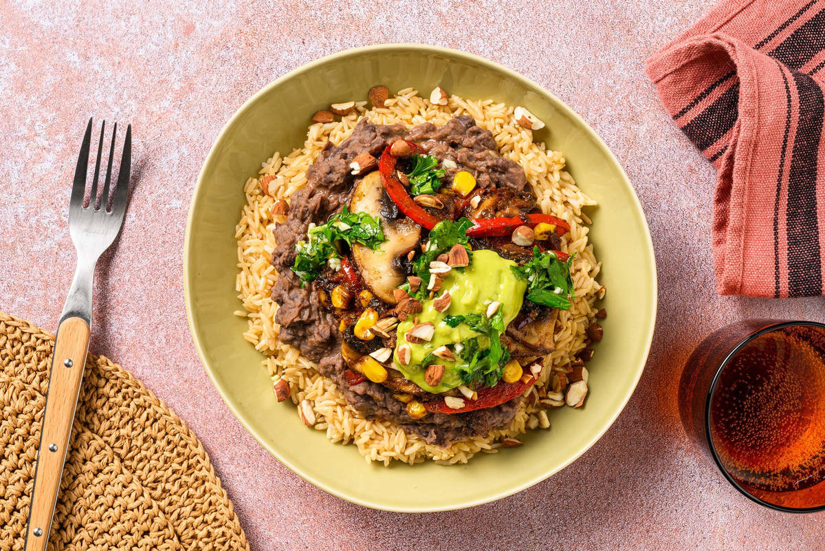 Portobello met salsa verde en guacamole