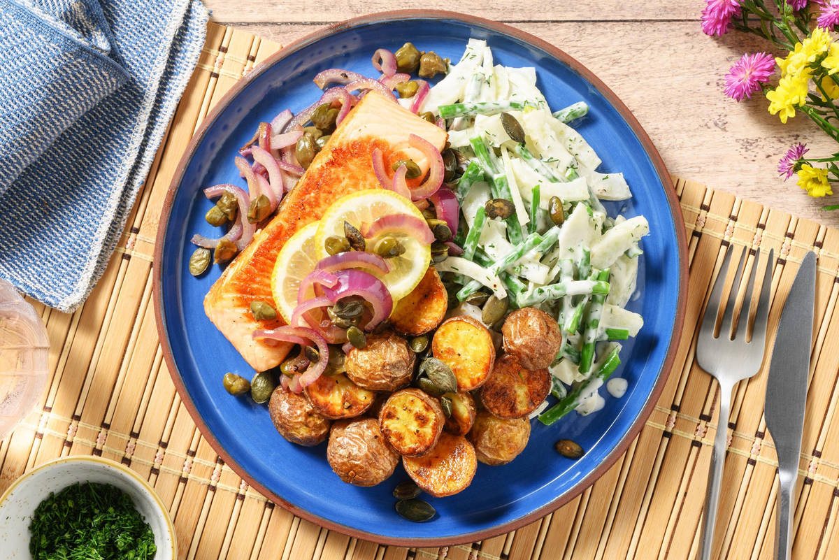 Zalm met gebakken krieltjes