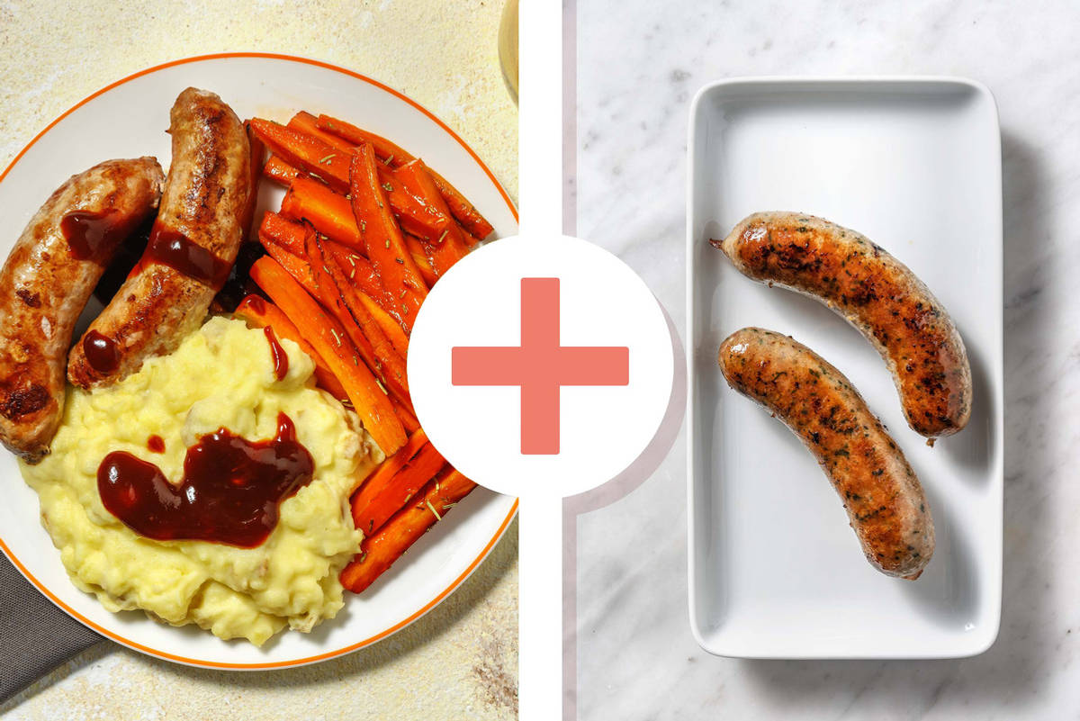 Double Cumberland Sausages and Potato & Parsnip Mash 