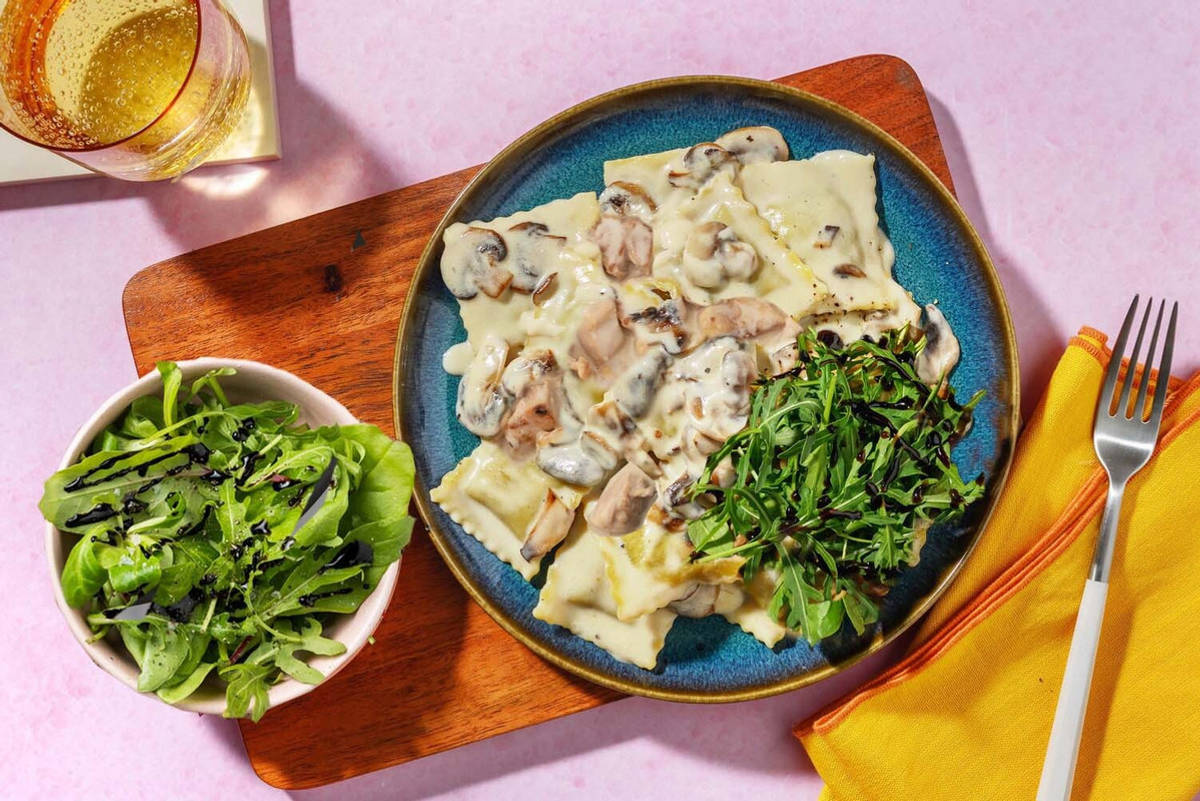 Chicken Breast and Creamy Balsamic Spinach & Ricotta Ravioli