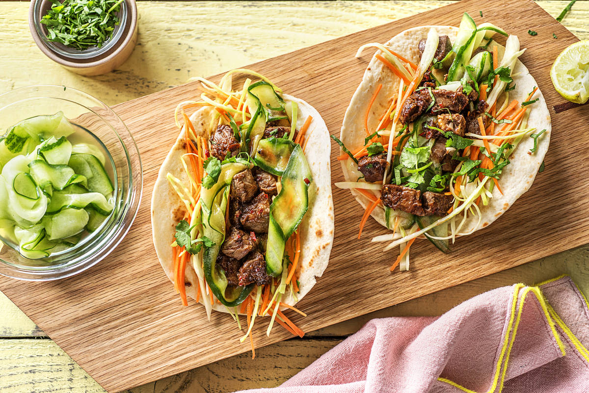 Wraps d'émincés de bœuf à la coréenne