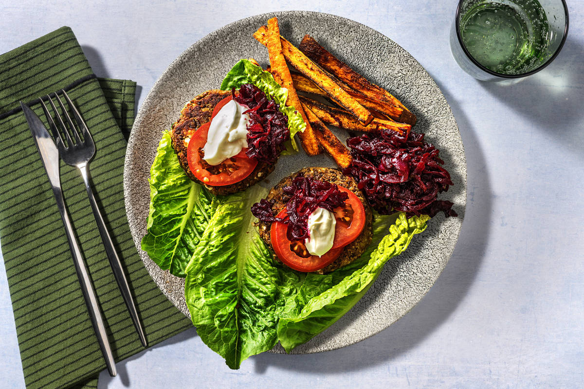 Halloumi, Lentil & Feta Bunless Burgers