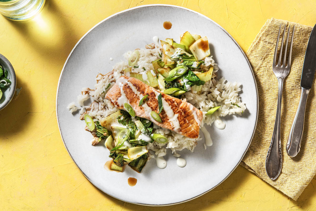 Pan-Fried Salmon with Soy-Glazed Bok Choy