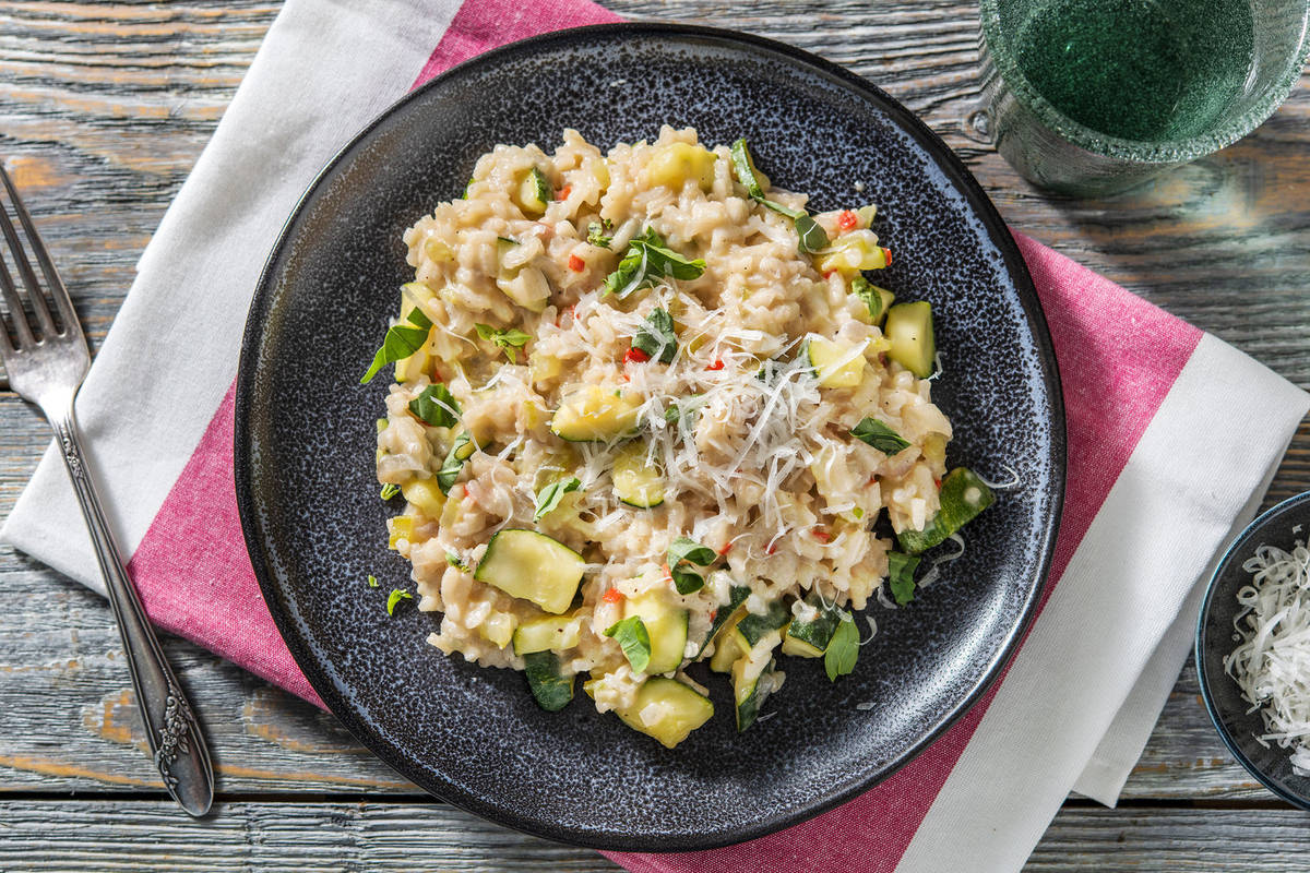 Risotto piquant à la courgette et mozzarella di bufala