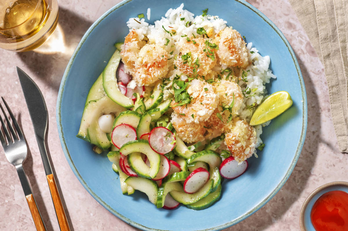 Panko Shrimp with Kimchi Sauce
