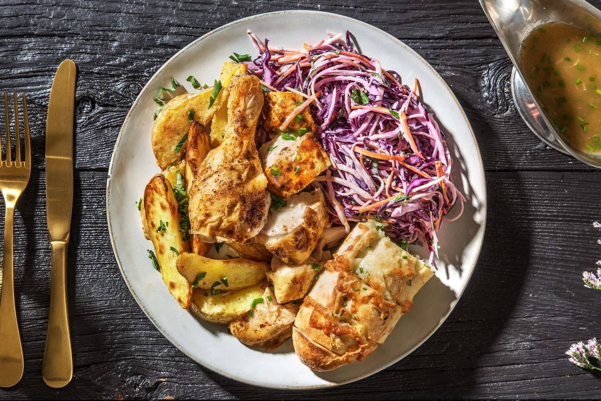 Crispy Skinned Chicken Dinner