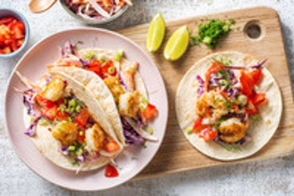 Mini-tortillas avec double portion de crevettes croustillantes