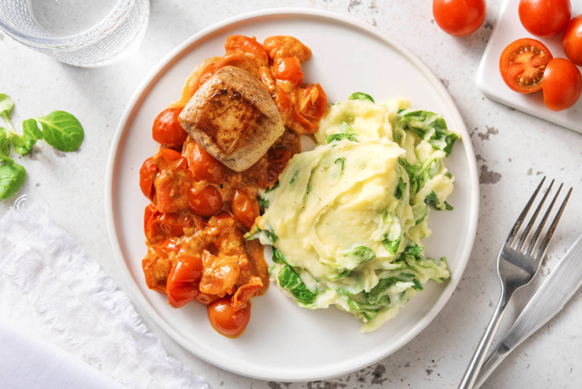 Médaillon de porc et purée à la mâche