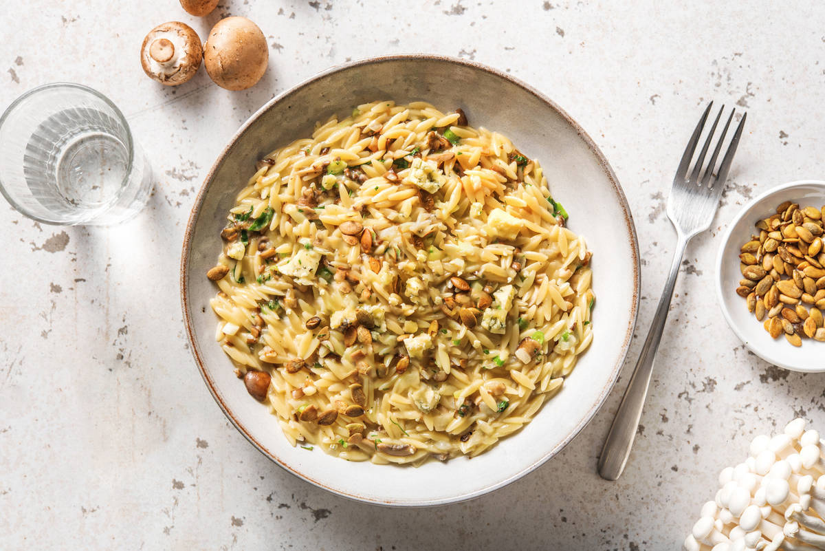 Risotto de orzo con champiñones