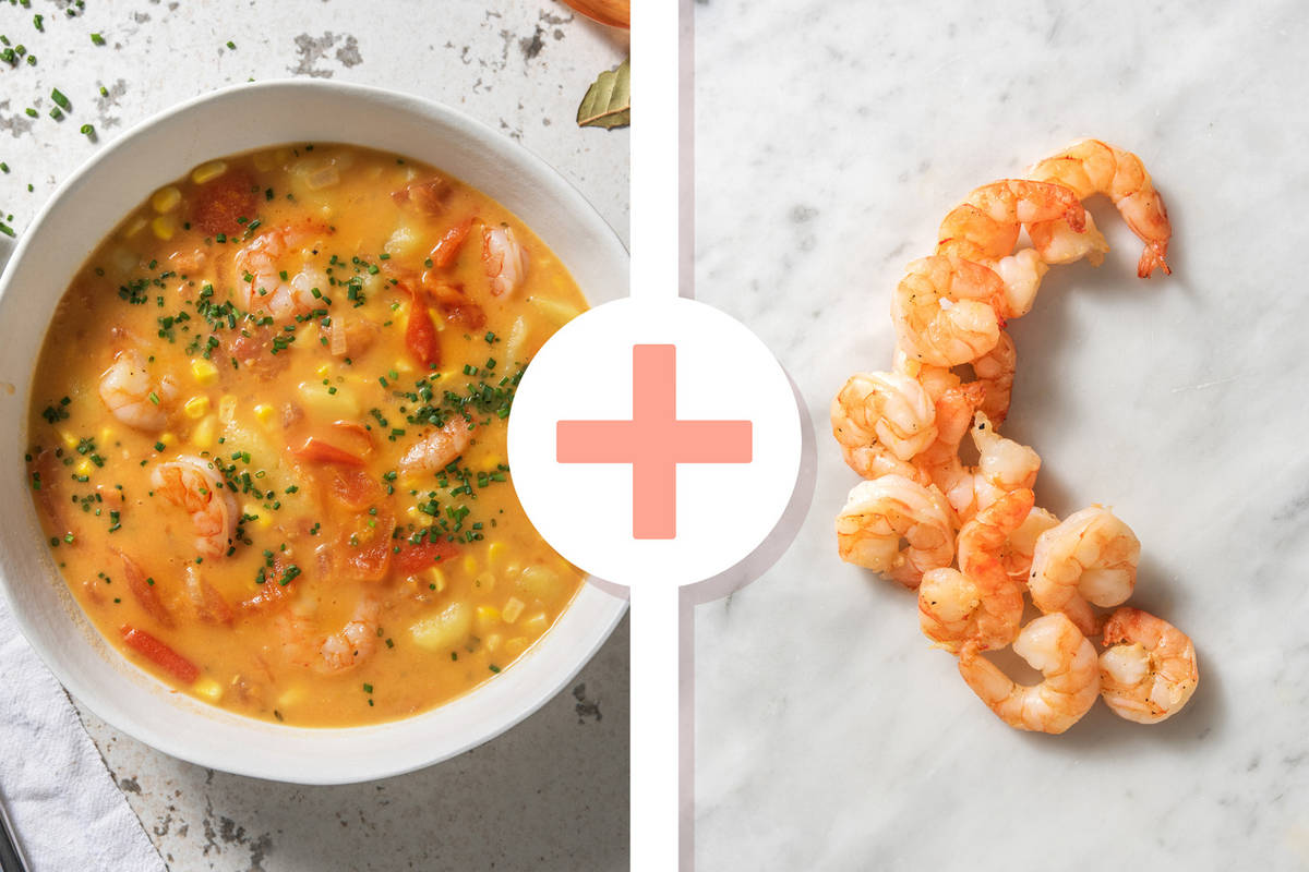 Double protein - Aardappelsoep met dubbele portie garnalen 