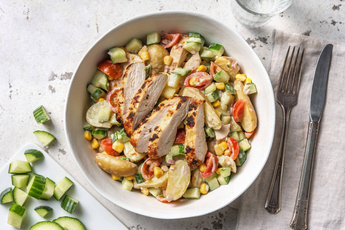 Salade de grenailles & poulet grillé