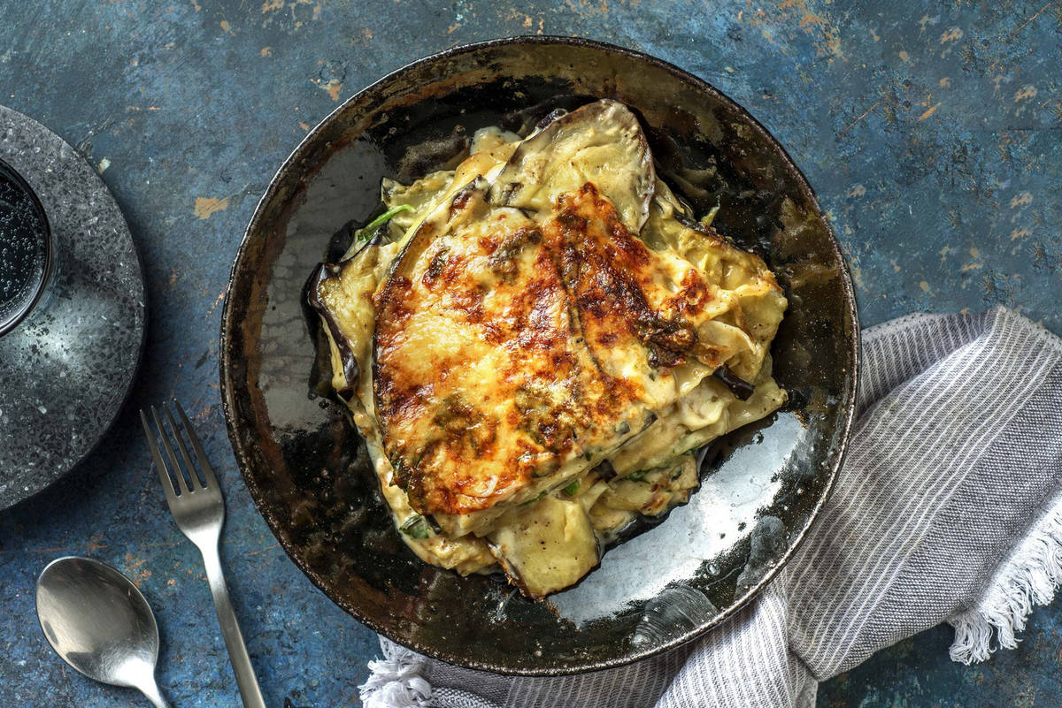 Romige lasagne met aubergine
