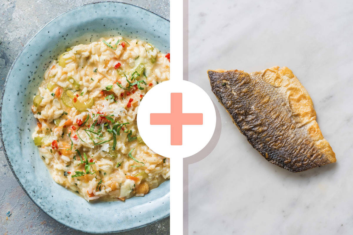 Veggie + protein - Risotto met buffelmozzarella en doradefilet als extra