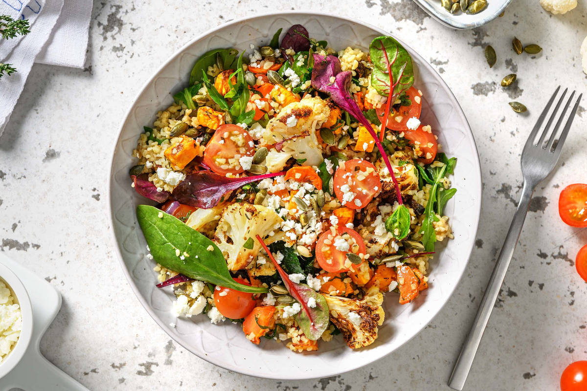 Bulgursalade met gegrilde groenten en feta