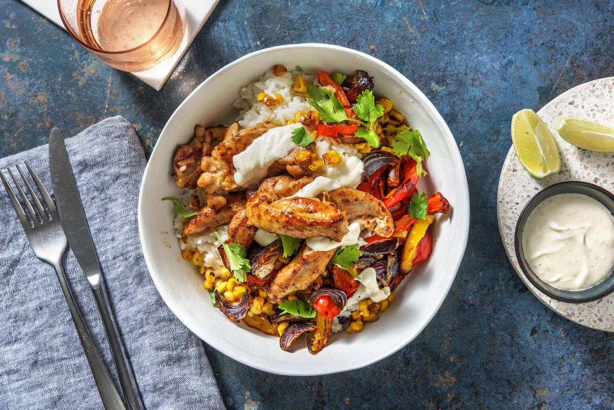 Fajita-kyllingebowl