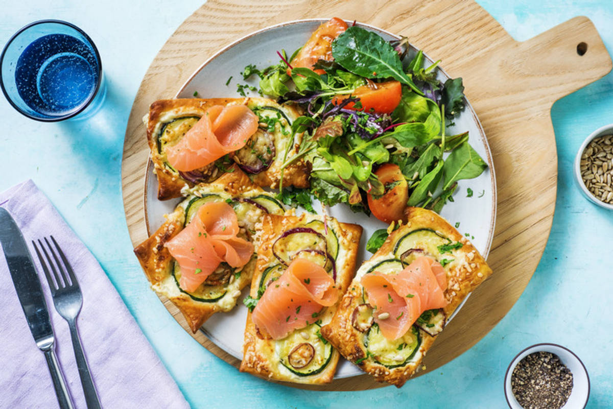 Tartelettes mit Zucchini & extra Räucherlachs