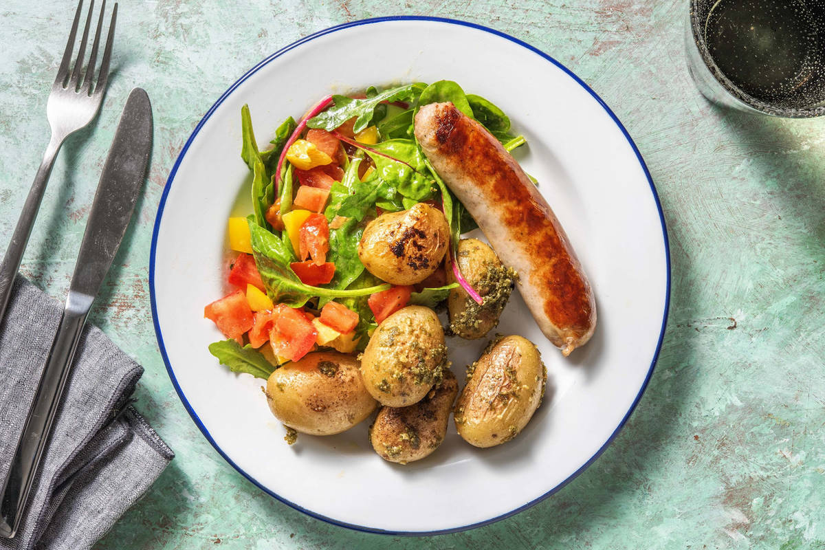 Saucisse de porc au fromage Chimay & oignons caramélisés