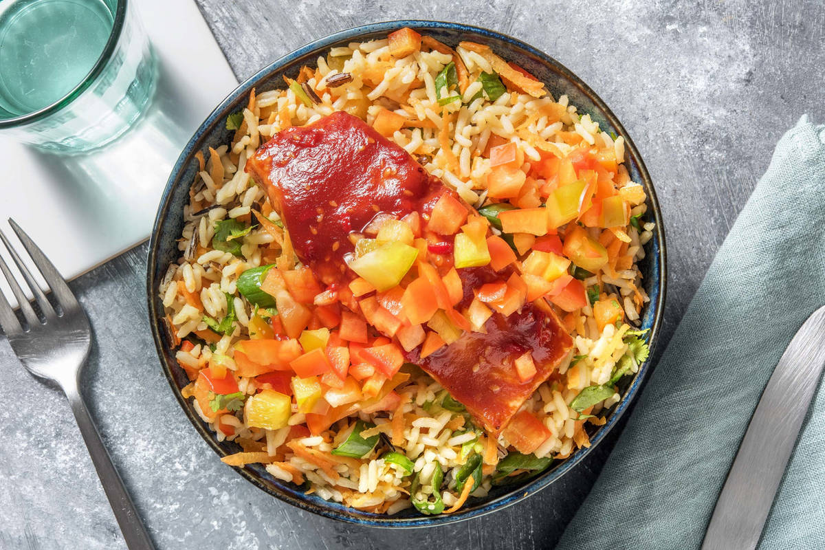 Honning- og sojaglaseret laks