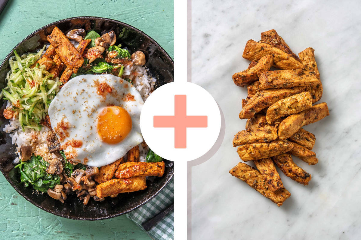 Double protein - Bibimbap coréen avec double portion d'émincés de porc