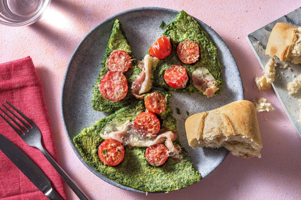 Omelette verte au jambon fumé & comté râpé
